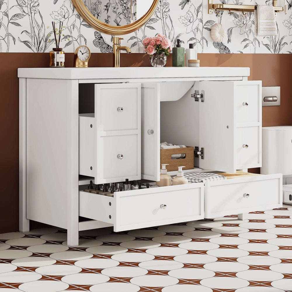 Mobile da Bagno con Lavabo Integrato e Cassetti ¨C Xylo ¨C Bianco 120x50x86.5cm
