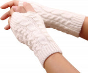 Manopole invernali senza dita per donne - guanti da neve con cuffie touchscreen - guanti per bicicletta e sci - guanti lisci - cuffie di lana con dita semicurve - guanti da viaggio caldi - Bianco - 20*6cm