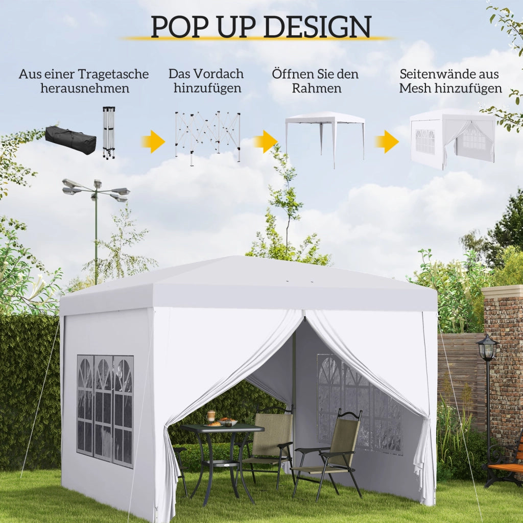 Pavillon 3x3 m ¨C zephmum ¨C Bianco Acciaio con Finestre e Borsa