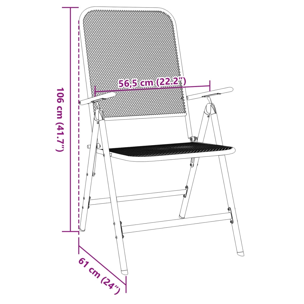 Sedie Giardino Pieghevoli 2 pz Rete Metallica Espansa Antracite
