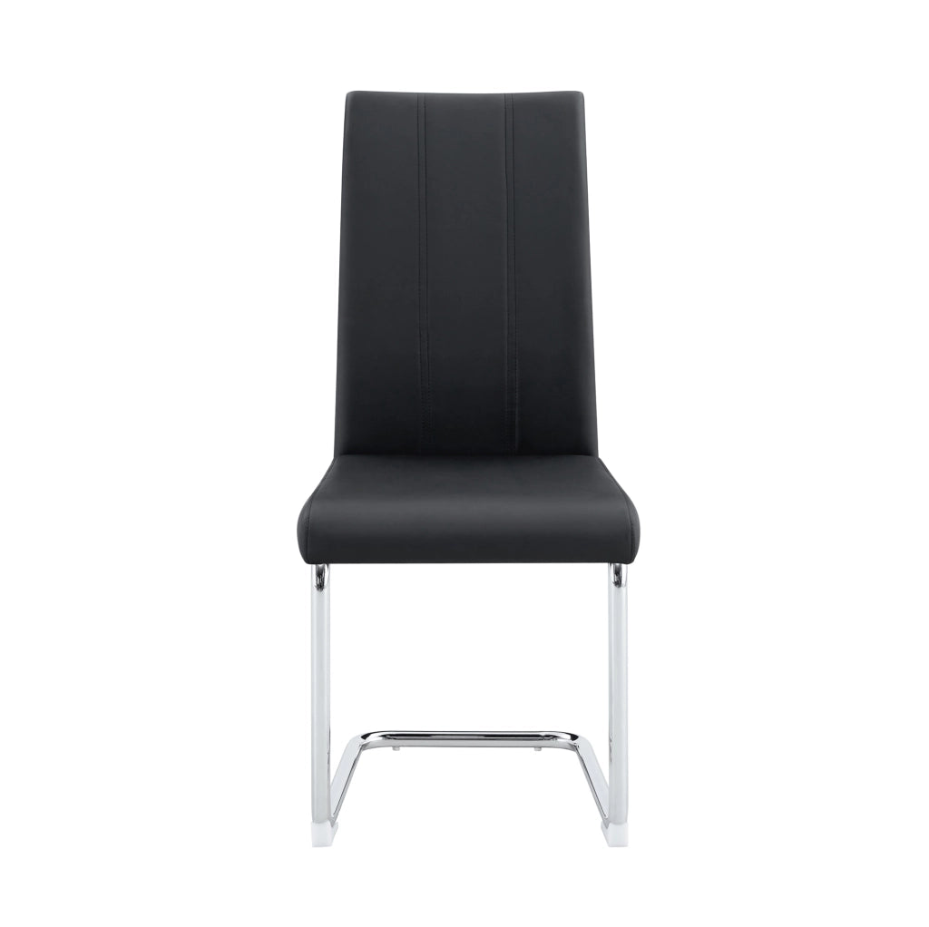 Sedia da pranzo nera in PU e metallo con seduta ergonomica