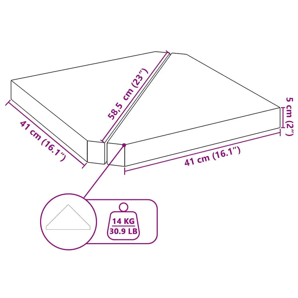 Piastre per Parasole 2 pz in Granito Triangolare 14 kg Nero 764093