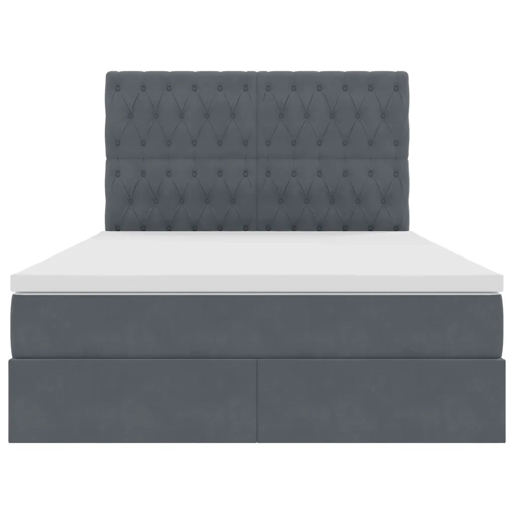 Letto con contenitore LED e materasso Grigio Scuro 140 x 190 cm