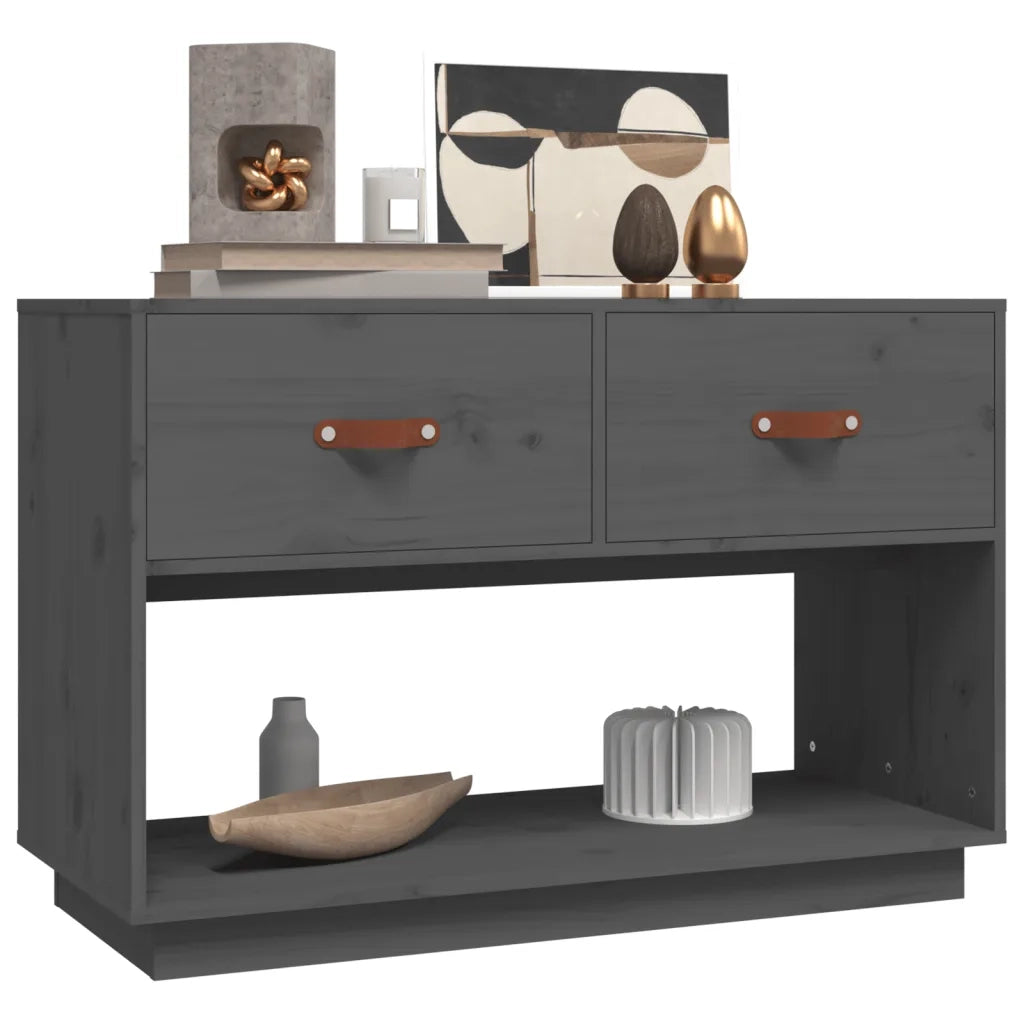 Mobile Porta TV Grigio 90x40x60 cm in Legno Massello di Pino 821524