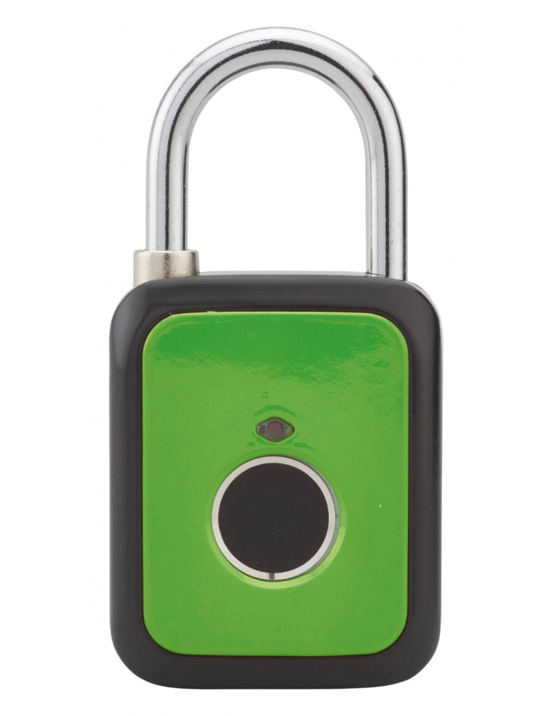 Lucchetto biometrico a impronta digitale, da esterno, arco in acciaio, 45mm, verde - THIRARD