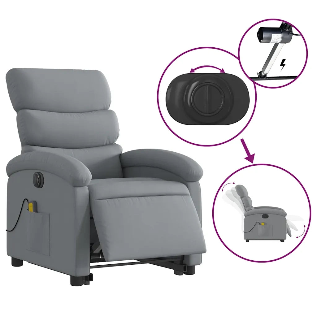 Poltrona Alzapersona Massaggi Elettrica Grigio Chiaro Tessuto 3204014
