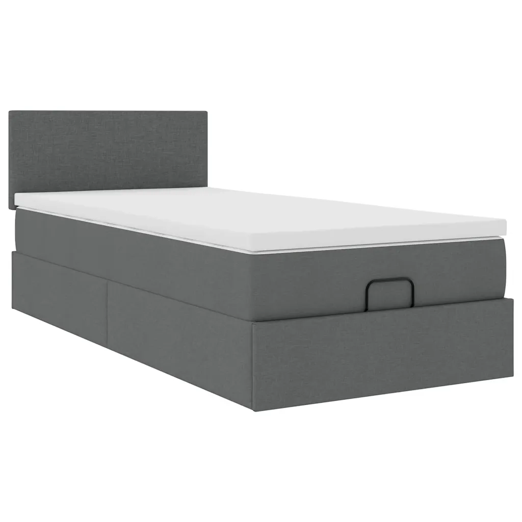 Pouf Letto con Materasso e LED Grigio Scuro 90x200 cm Tessuto 3312195
