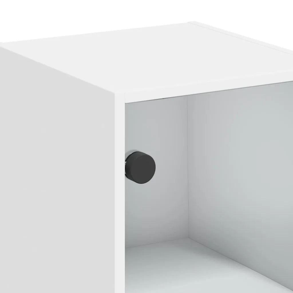 Armadietto a Muro | Mobile a Muro con Ante in Vetro Bianco 35x37x68,5 cm