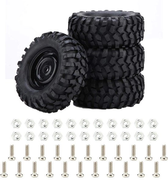 10 - 4 pezzi - Gomme per crawler rock - Auto RC off-road - Comando a distanza - Pezzo di ricambio - Incluso set di viti