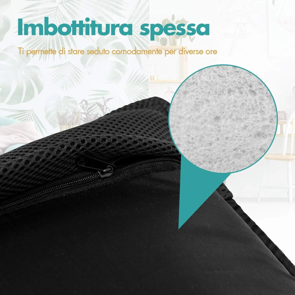 Sedia da Pavimento Poltrona da Terra, Sedia Reclinabile Imbottita, per Salotto Camera da Letto e Studio (Nero)
