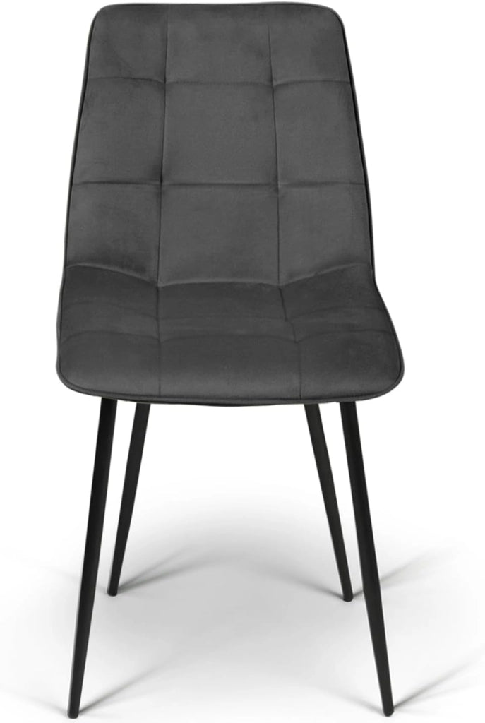 Lote de 6 sillas MILA en mezcla de terciopelo color terracota x2, gris oscuro x2 y beige x2
