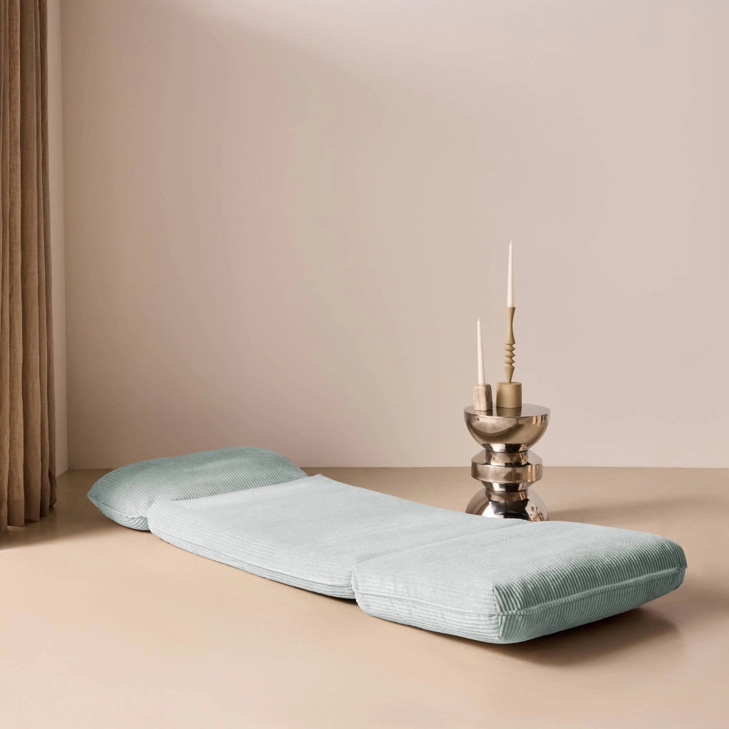 Poltrona letto convertibile velluto a coste grosse coste, blu chiaro