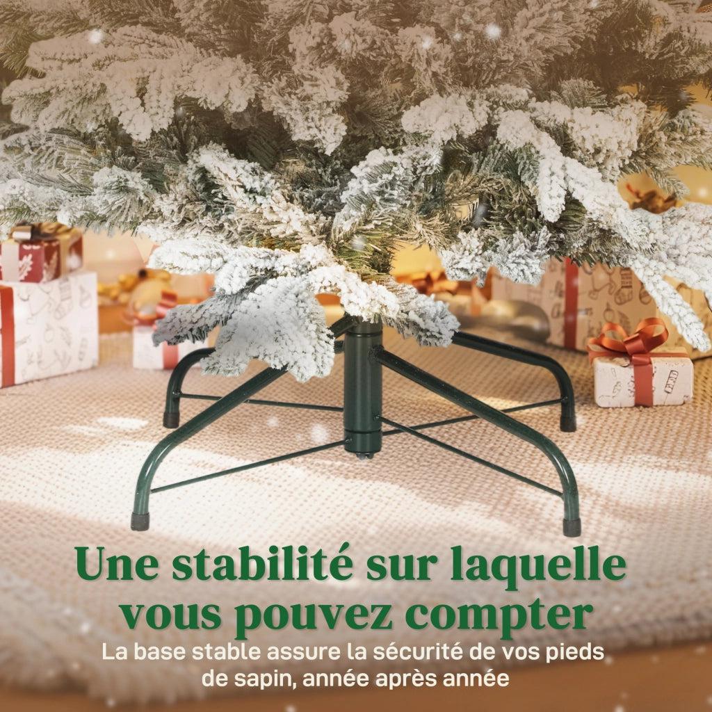 Albero di Natale artificiale innevato 180 cm ¨C zephmum ¨C verde con supporto metallo pieghevole