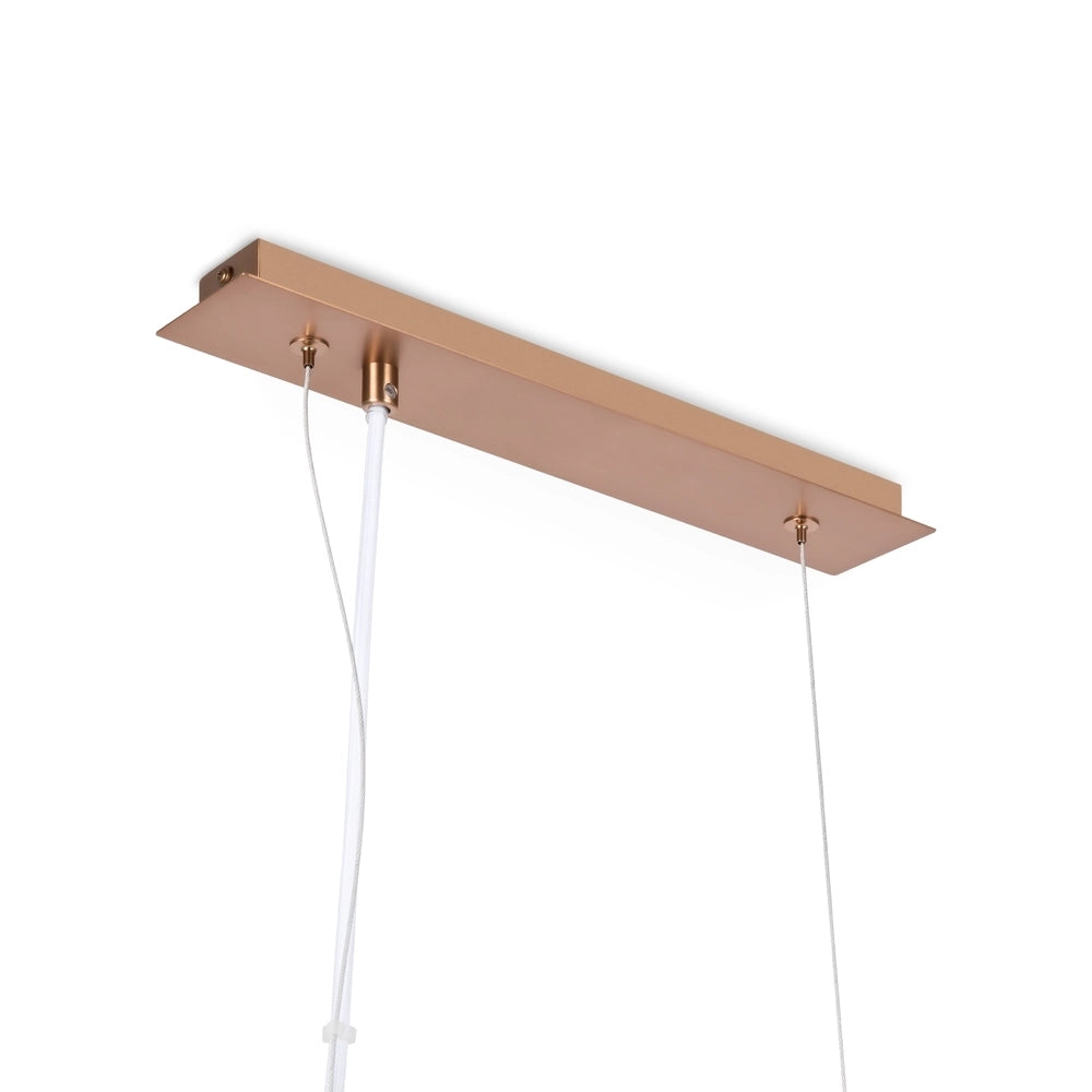 Lampadario Sospensione Erich Metallo Oro Rosa 5 Luci E Diffusori Bianchi