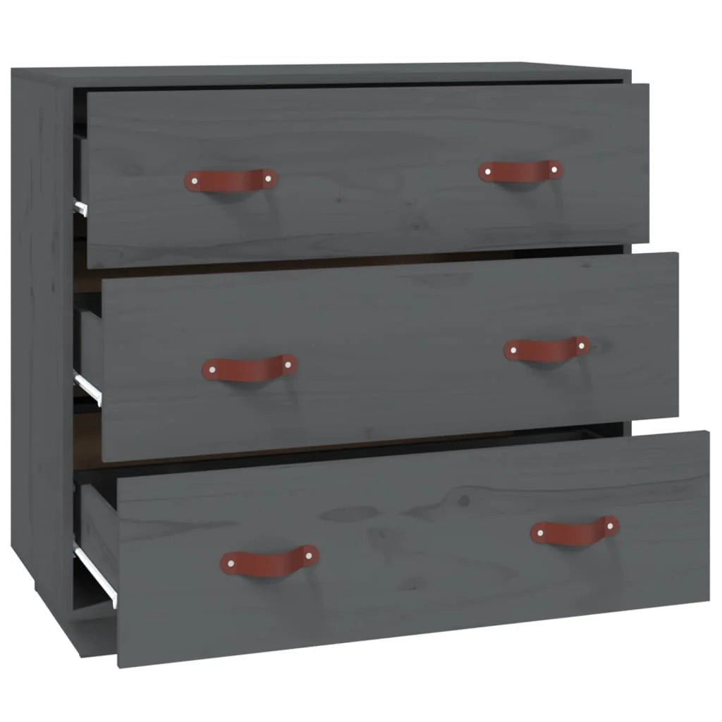 Buffet credenza cassettiera armadio mobile contenitore organizer per cucina soggiorno salotto 80 x 40 x 75 cm legno massello di pino grigio 02_0031804