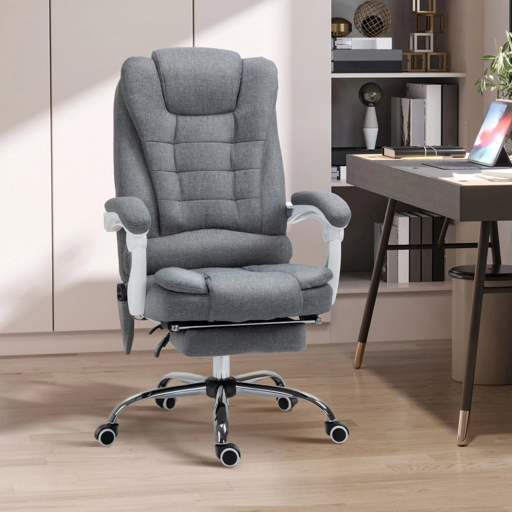 Sedia da ufficio con schienale, braccioli e poggiapiedi ¨C Zephmum ¨C Grigio 65x70x111-119 cm