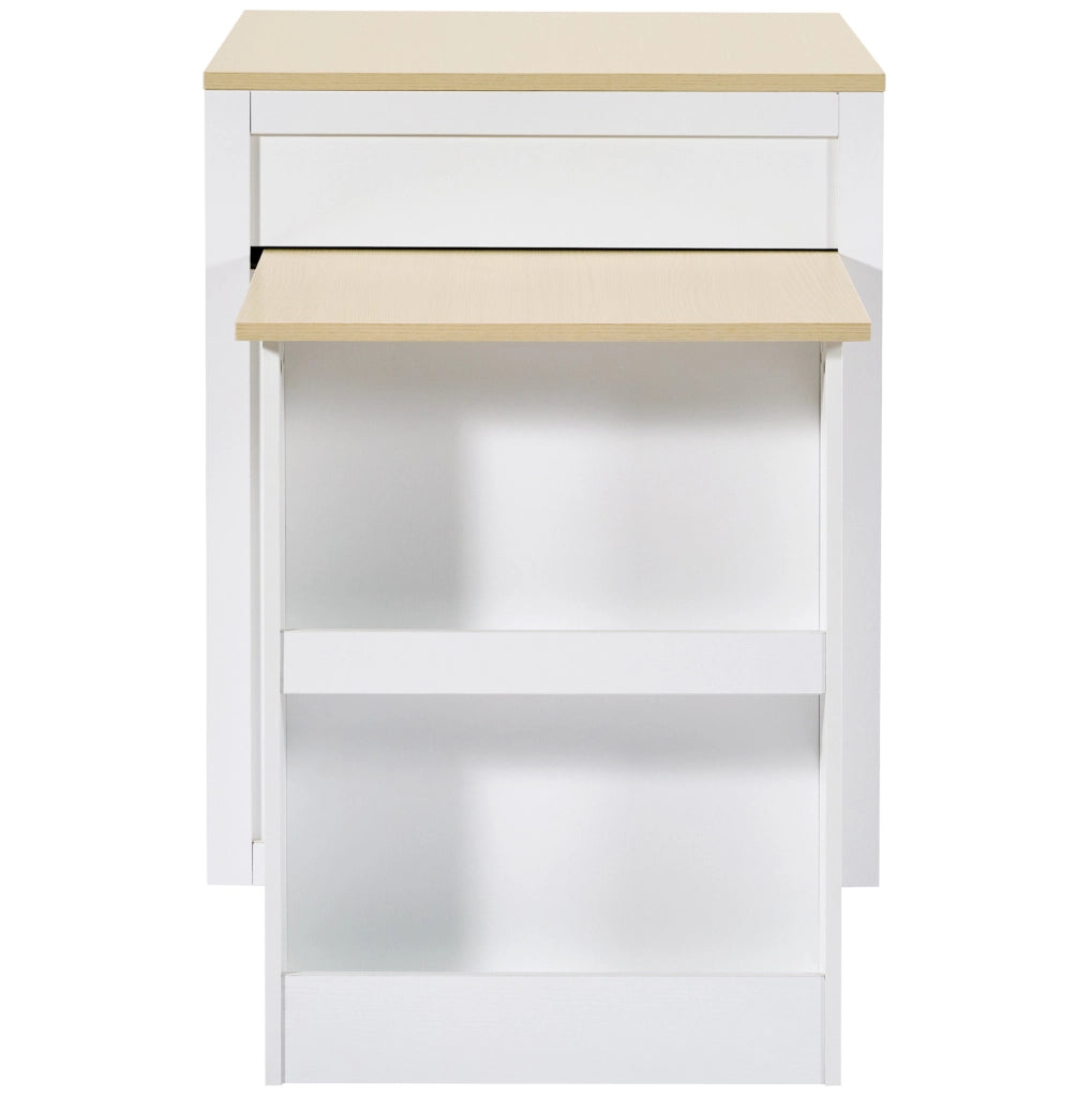 Tavolo bar allungabile 133x70x93.5 cm con contenitore in MDF bianco