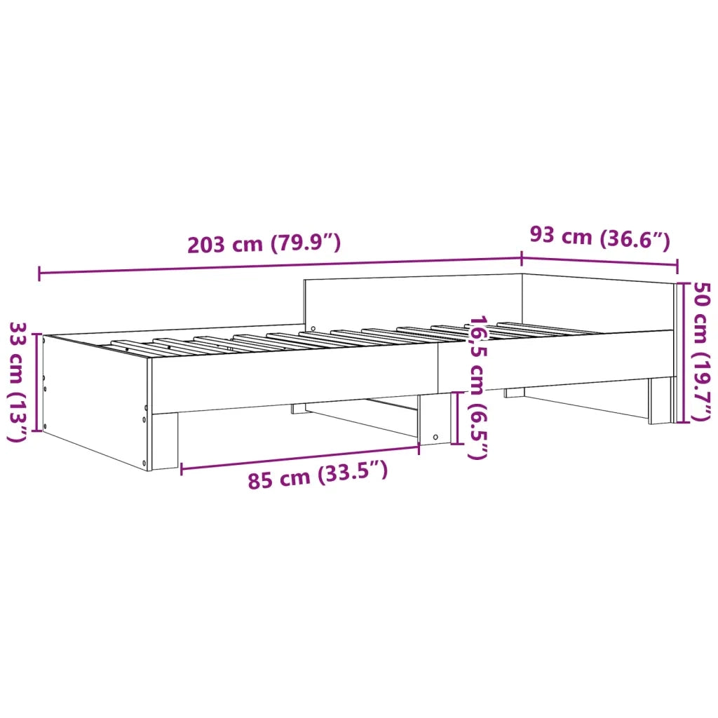 Giroletto-Struttura Letto Grigio Sonoma 90x200 cm in Legno Multistrato 324846
