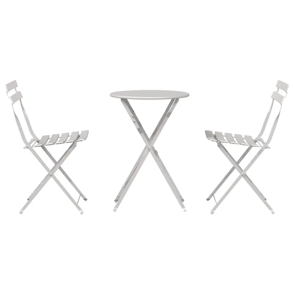 Set Bistro Pieghevole 3 pz | Set Salotto da Giardino Beige Acciaio