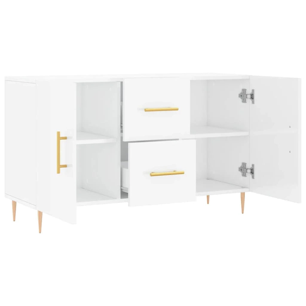Buffet credenza cassettiera armadio mobile contenitore organizer per cucina soggiorno finitura lucida 100 x 36 x 60 cm legno ingegnerizzato bianco 02_0030553