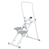Stepper Vertical Climber Pieghevole con Impugnatura Regolabile Pedali Antiscivolo e Monitor LCD Bianco