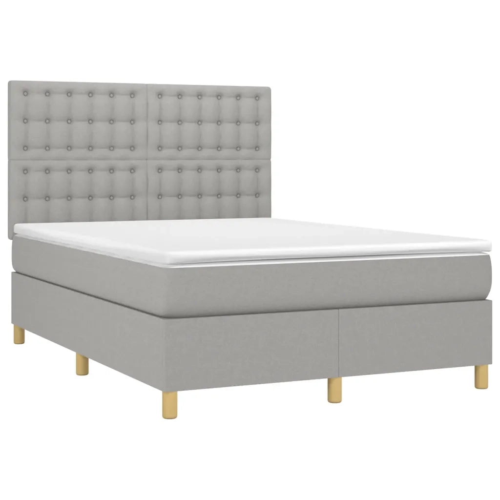 Letto a Molle Materasso e LED Grigio Chiaro 140x190 cm Tessuto 3135749