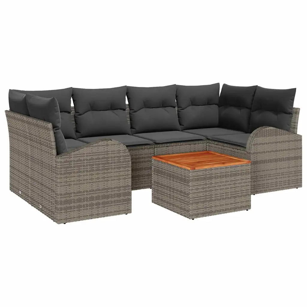 Set Divano da Giardino 7 pcs Grigio polyrattan