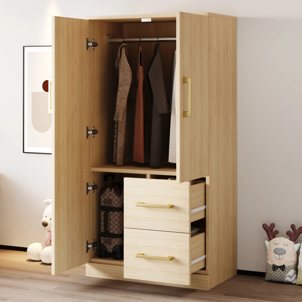 Armadio con 2 ante, 2 cassetti e vano contenitore per camera da letto e stanza bambini 70 × 40 × 135 cm