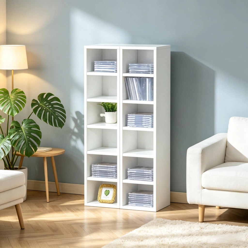 MOBILE PORTA CD Set da 2 21 x 19,2 x 88,3 cm Bianco MDF e Truciolare