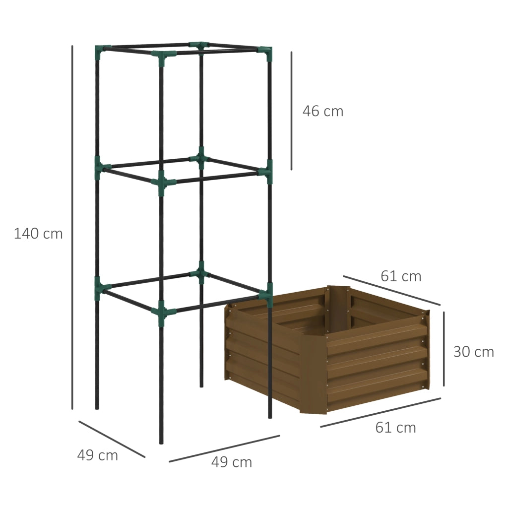 Vaso da Giardino con Griglia di Supporto ¨C zephmum ¨C Marrone 61x61x140 cm