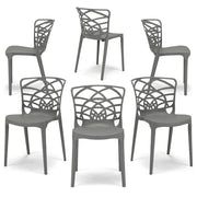 Set 6 sedie in polipropilene ARMONIA, impilabile, resistente ai raggi UV, design moderno, ideale per sala da pranzo, cucina, sala d’attesa, bar, ristoranti o giardino, colore Cemento