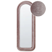 Specchio da parete rosa con cornice in MDF, vetro 60 x 160 cm, forma irregolare, pezzo decorativo da parete, stile moderno.