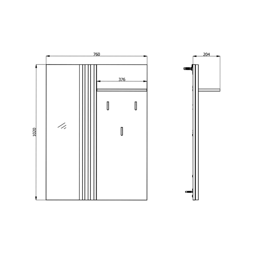 Nuku, Mobile da Ingresso Specchio Incluso, 102x76x21h cm Marrone Rovere Nodi