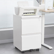 Cassettiera Mobile Archivio con Serratura ¨C MINIMAL ¨C Metallo Bianco, 2 Cassetti, 65cm