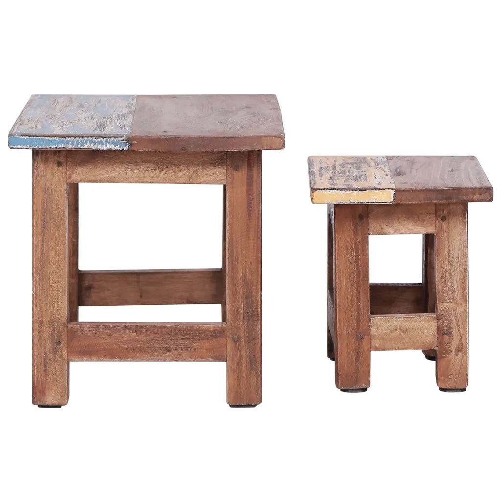 Tavolini Impilabili 2 pz in Legno Massello di Mogano 283922