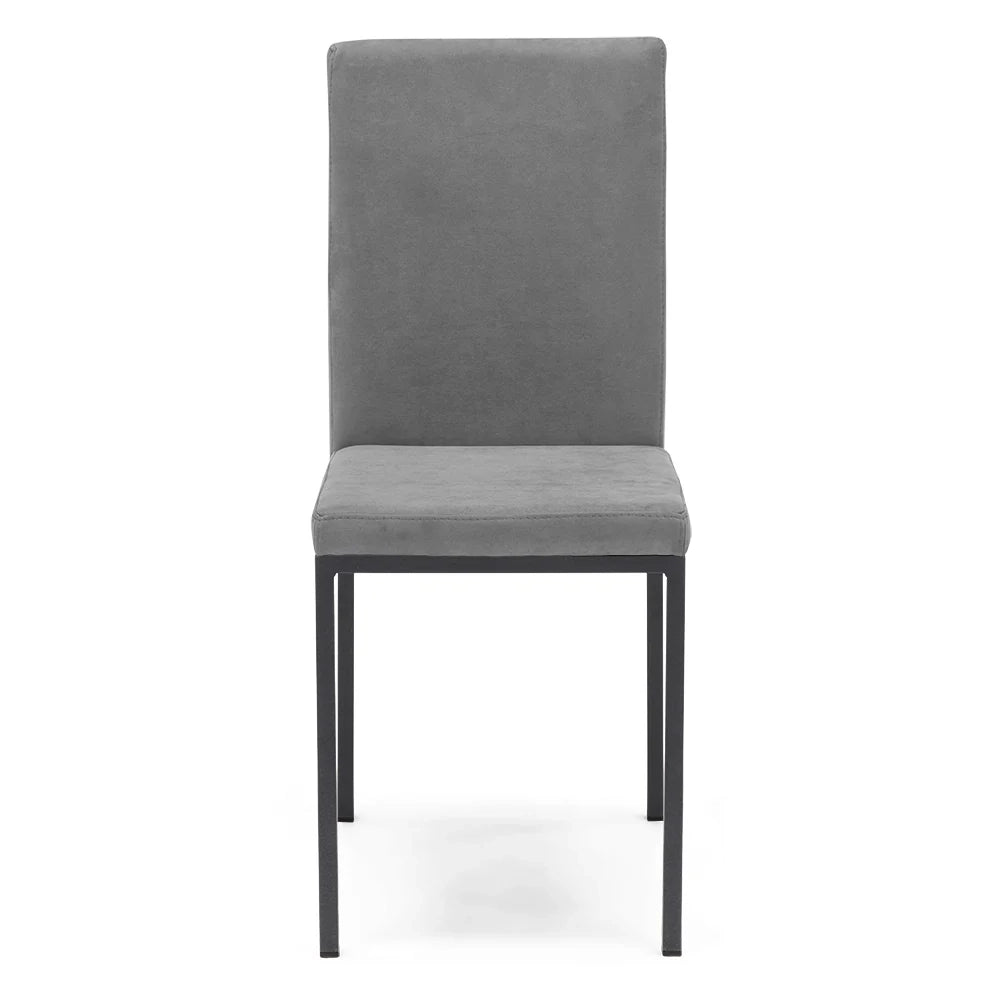 Sedia imbottita LICYA PLUS, ideale per sala da pranzo, soggiorno, ufficio, tessuto scamosciato colore Grigio con struttura Ghisa, Design moderno