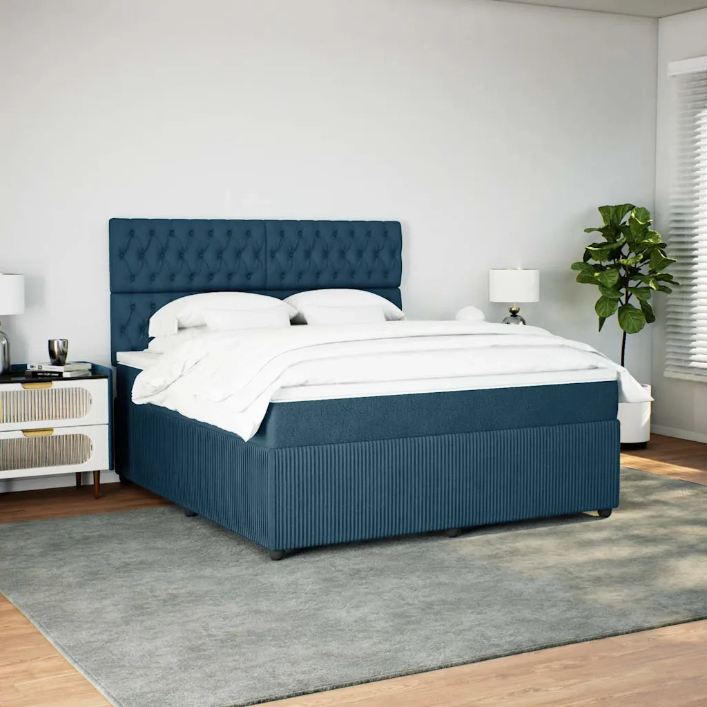 Giroletto a Molle con Materasso Blu Scuro 180x200 cm in Velluto 3292416