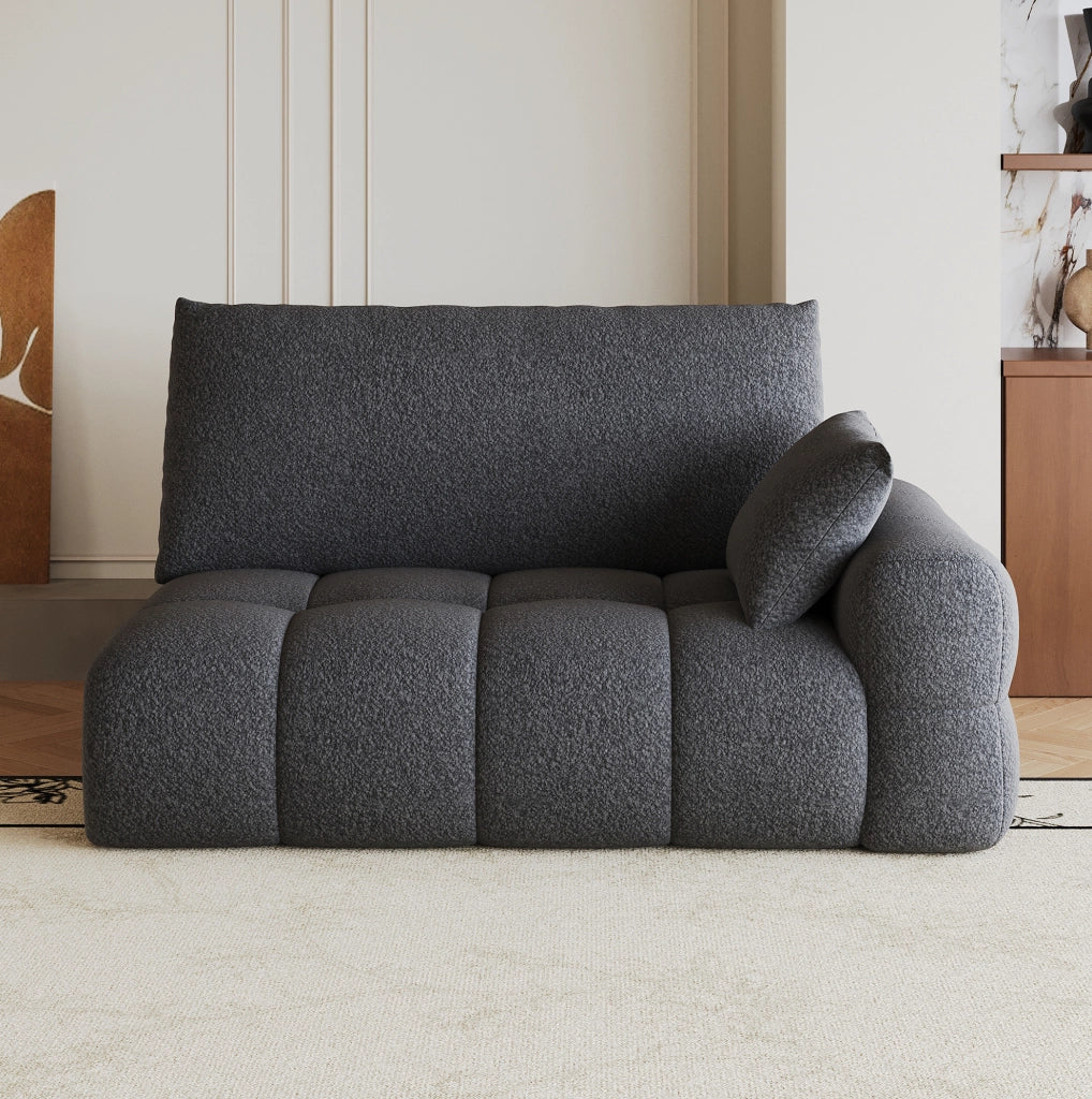 DIVANO 2 POSTI CON CHAISE A DESTRA GRIGIO SCURO IN TESSUTO