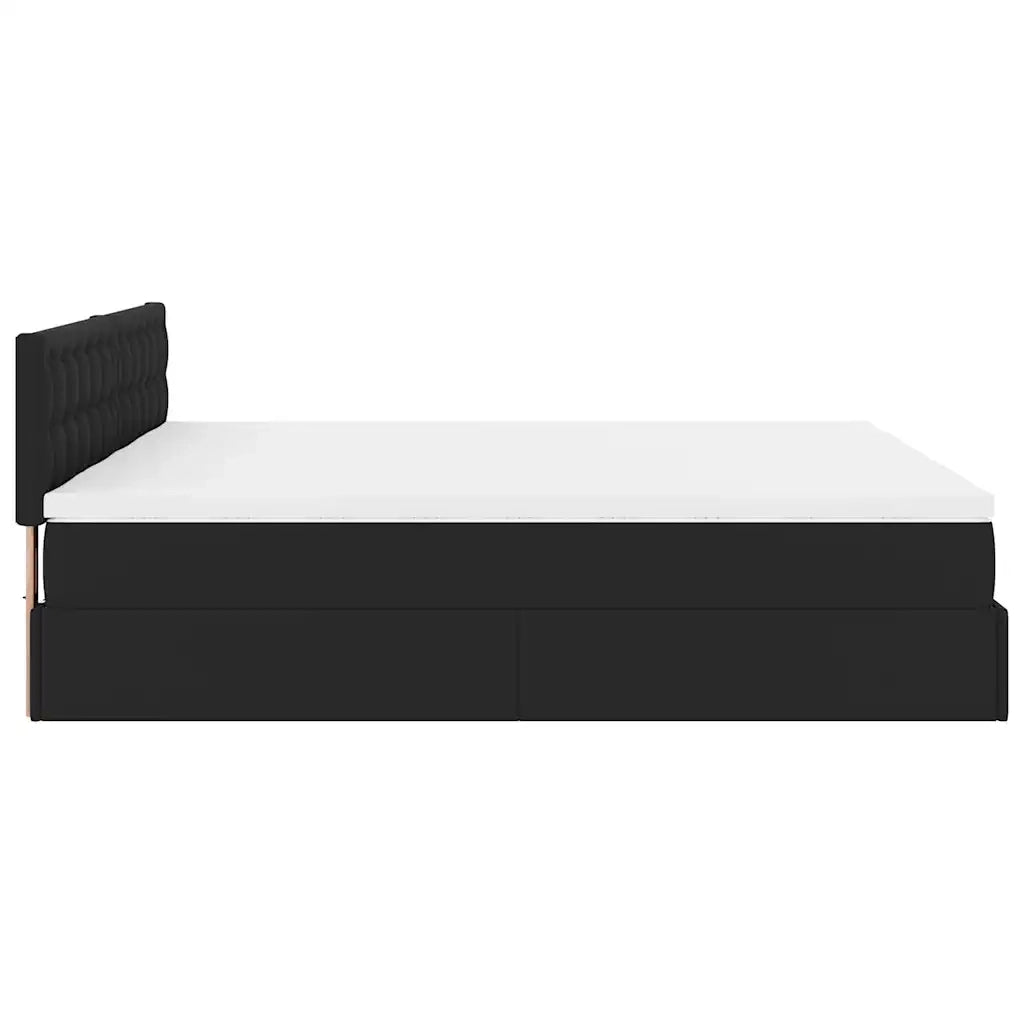 Struttura Letto Pouf con Materassi Nero 180x200 cm Similpelle 3311956