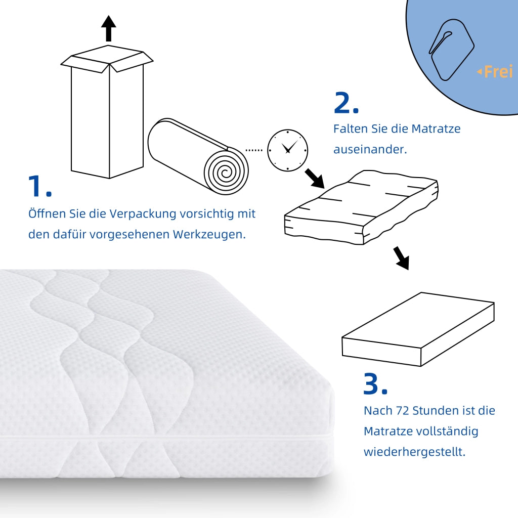 Materasso 120 × 200 cm a molle insacchettate, 7 zone ergonomiche, altezza 20 cm, rivestimento sfoderabile