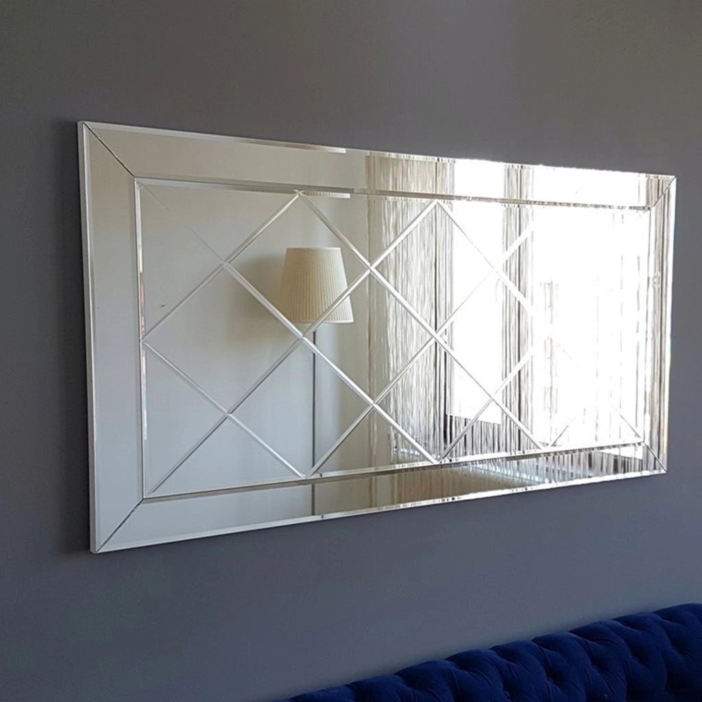Rosazza, Specchio Dettagli Geometrici, 130x65h cm Argento