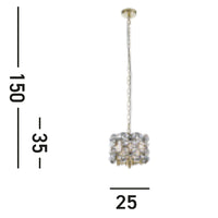 Lampadario Shabby Chic - Provenzale Iris Acciaio Ottone Vetro 2 Luci E14