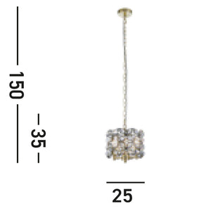 Lampadario Shabby Chic - Provenzale Iris Acciaio Ottone Vetro 2 Luci E14