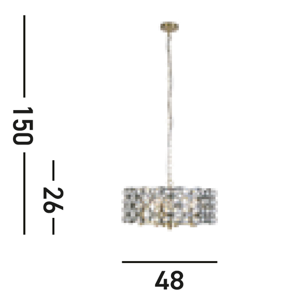 Lampadario Classico Iris Acciaio Ottone Vetro 5 Luci E14