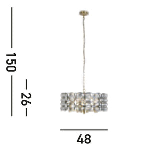 Lampadario Classico Iris Acciaio Ottone Vetro 5 Luci E14