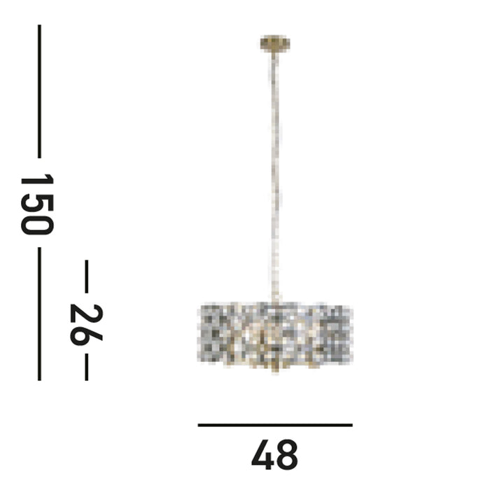 Lampadario Classico Iris Acciaio Ottone Vetro 5 Luci E14