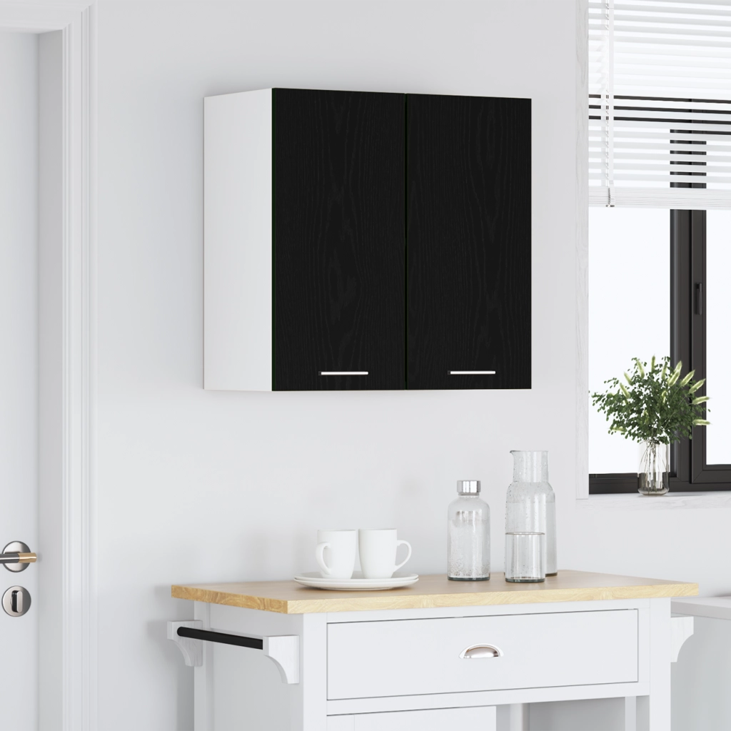 Armadio sospeso in rovere nero 60x31x60 cm realizzato in legno ingegnerizzato