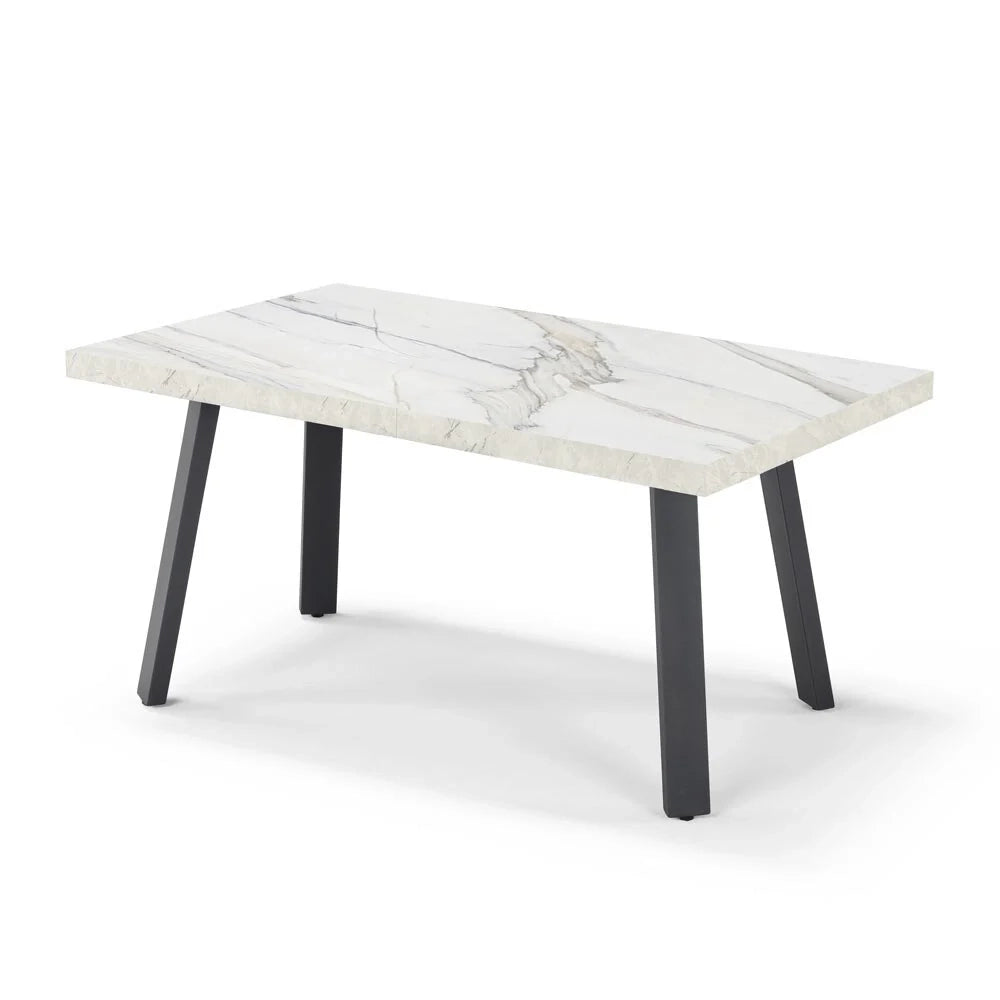 Tavolo allungabile da pranzo145x85 modello MIRO’ fino a 195 CM per sala da pranzo, cucina e soggiorno, design moderno con top in melaminico, colore Marmo di Carrara