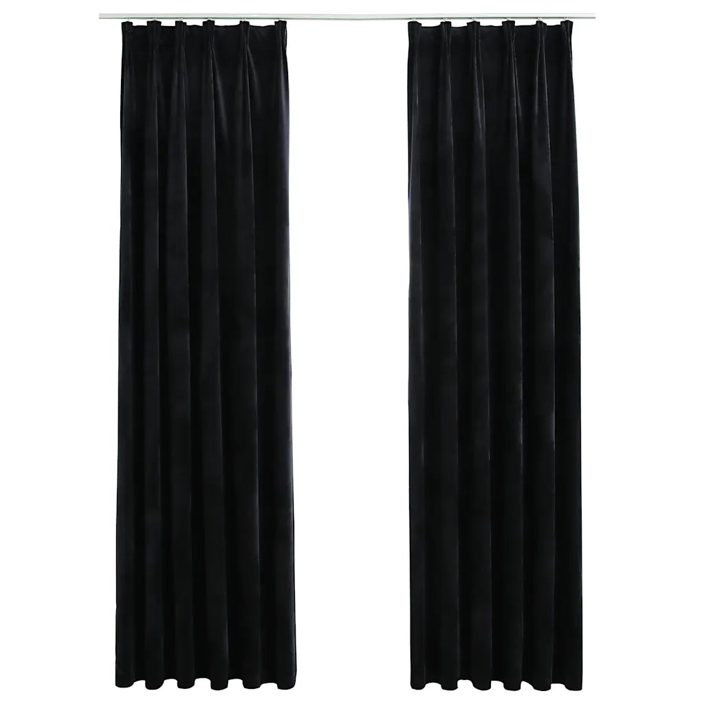 Tende Oscuranti | Tende Blackout con Ganci 2 pz Nere in Velluto 140x245 cm