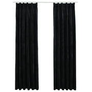 Tende Oscuranti | Tende Blackout con Ganci 2 pz Nere in Velluto 140x245 cm